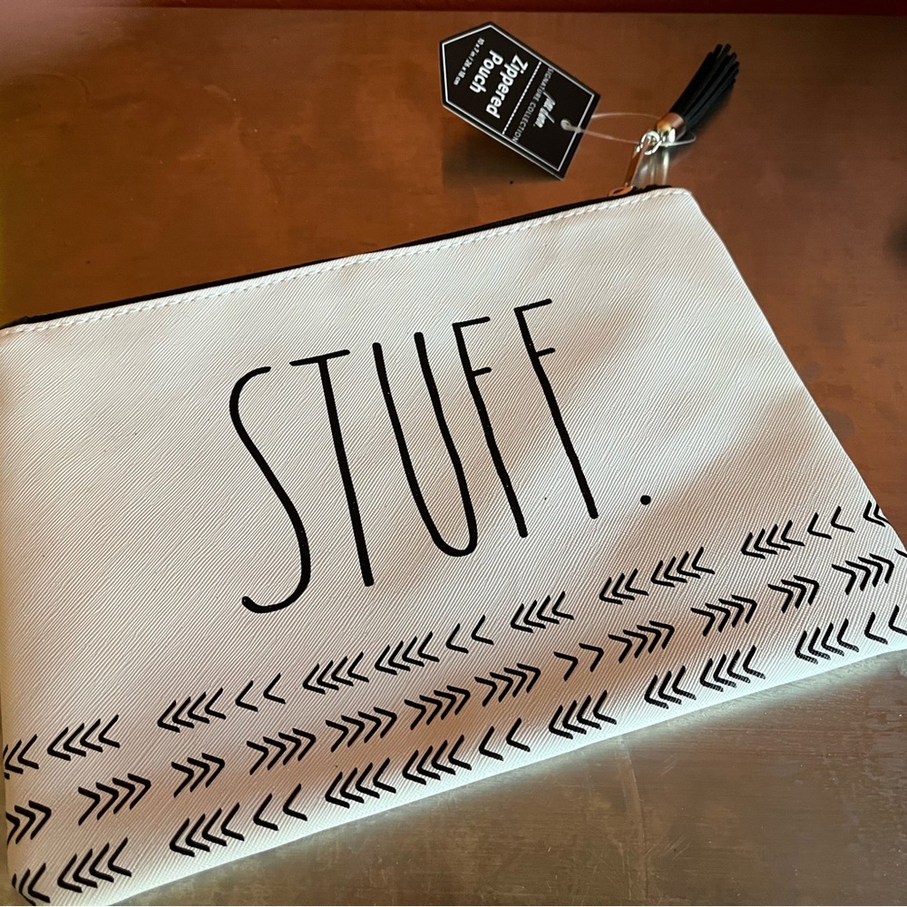 White Pouch with Black Print